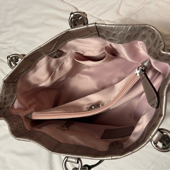 Coach Silver Croc-Embossed Women's Bag - Picture 12 of 13